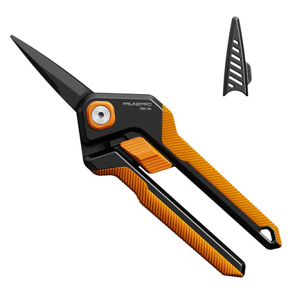 PrunePro Garden Scissors Pruning Shears Sharp Stainless Steel Non-Stick Teflon Coating Blade for Precise Cuts Garden Snip Bonsai Clippers for Plants Rose Flower