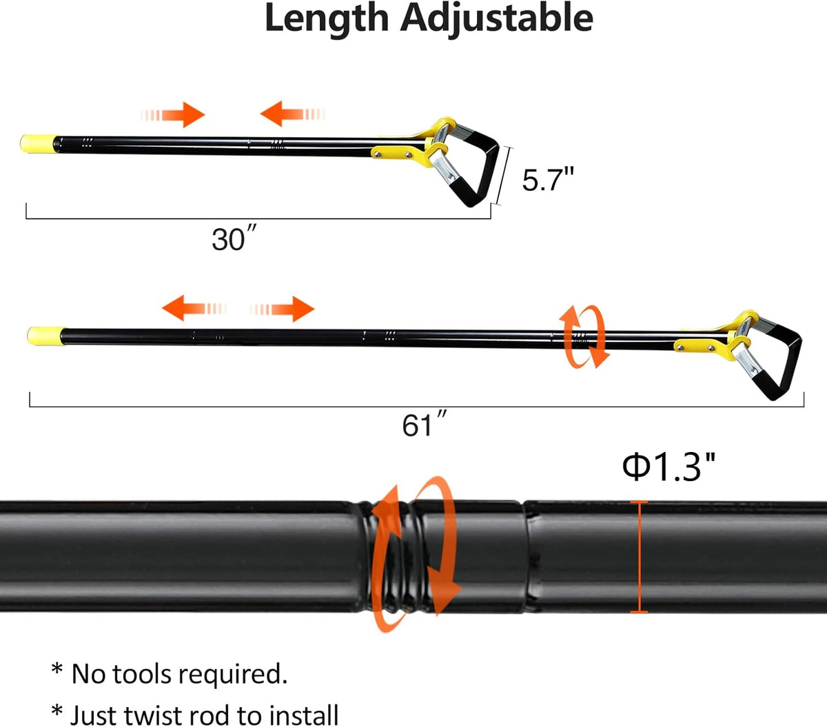 DonSail Hoe Garden Tool -Scuffle Garden Hoes for Weeding Gardening Long Handle Heavy Duty - Adjustable Weeding Loop Stirrup Hoe 30-61 Inch Black