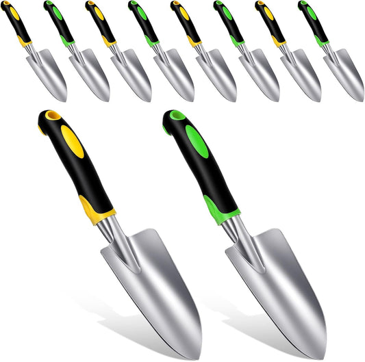 10 Pcs Garden Shovels Bulk, Hand Shovels Heavy Duty Trowel Garden Tool, Small Metal Hand Shovel Bulk Spade Shovel Gardens with Soft TPR Handle for Lawn Yard Farm