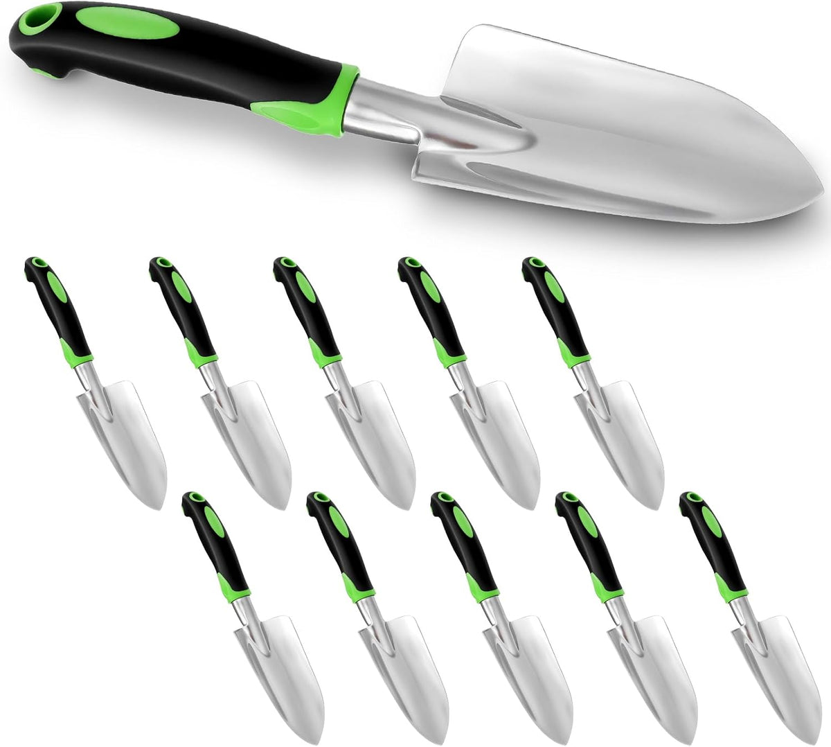 10 Pcs Garden Shovel Aluminum Alloy Heavy Duty Trowel Garden Tool Small Shovels for Digging Metal Hand Trowel Spade with Soft Handle for Lawn Yard Farm Home Shop Planting