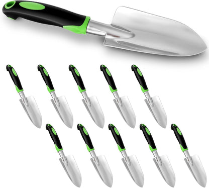 10 Pcs Garden Shovel Aluminum Alloy Heavy Duty Trowel Garden Tool Small Shovels for Digging Metal Hand Trowel Spade with Soft Handle for Lawn Yard Farm Home Shop Planting
