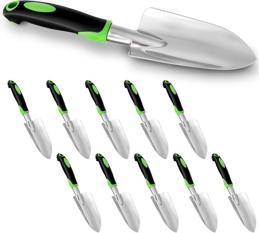 10 Pcs Garden Shovel Aluminum Alloy Heavy Duty Trowel Garden Tool Small Shovels for Digging Metal Hand Trowel Spade with Soft Handle for Lawn Yard Farm Home Shop Planting
