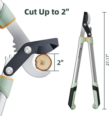 PrunePro® Loppers for Tree Trimming Stainless Steel Branch Cutter Heavy Duty Bypass Tree Pruner Rust Resistant Sharp Blade Up to 2" Tree Limb Trimmer for Gardening
