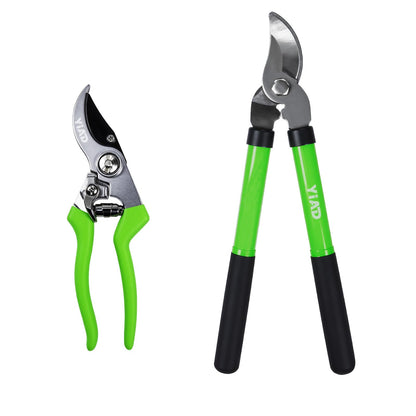 2Pcs Garden Shears Set, High Carbon Steel Pruning Loppers