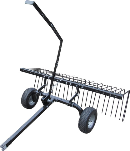 Yard Tuff Steel Pine Straw Rake and Lawn Sweeper, 24 Spring Tines, 60-Inch