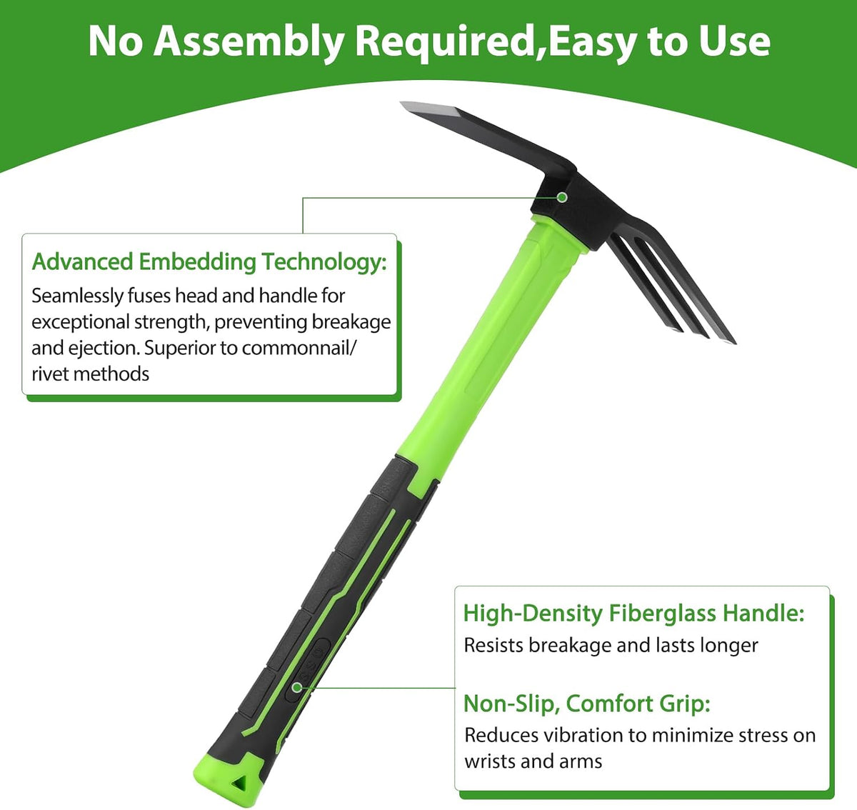 Garden Hand Hoe and Cultivator Rake for Weeding, 1.5lb