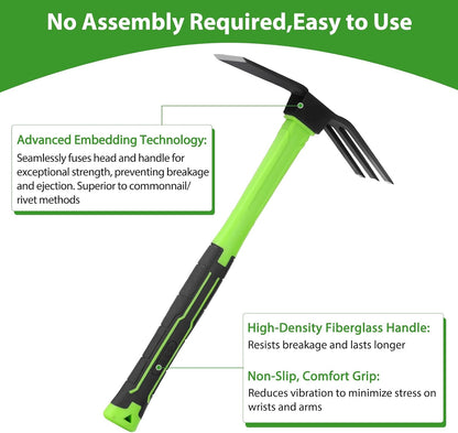 Garden Hand Hoe and Cultivator Rake for Weeding, 1.5lb