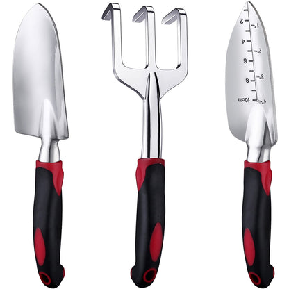 FANHAO Garden Tool Set, 3 Piece Heavy Duty Garden Trowels Cast-Aluminum Garden Hand Shovels with Non-Slip Rubber Grip, Idea for Transplanting, Weeding, Digging and Planting