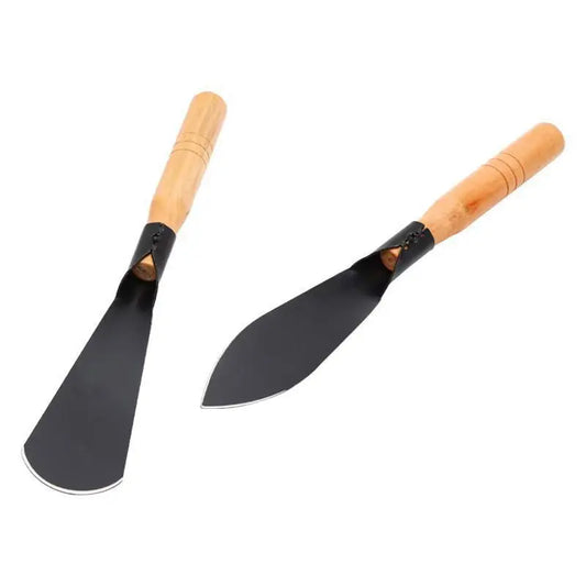 Manganese Steel Garden Shovel Set (2-Count) - Durable Wooden-Handled Trowels, Compact and Easy to Handle, Pointed & Flat Tips, Ideal for Beginners' General Gardening Tasks, Outdoor Gardening Supplies
