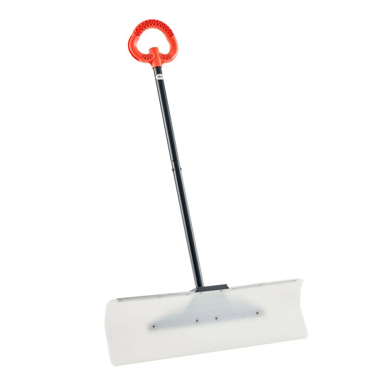 VEVOR 30-in Snow Pusher Shovel, HDPE Plastic Blade with Metal Edged Strip, Ergonomic Grip Segmented Handle, Boosts Efficiency Easy to Store, Protects Against Bending & Twisting, Reversible Blade Versatile Use for Driveway Garden,sohochic