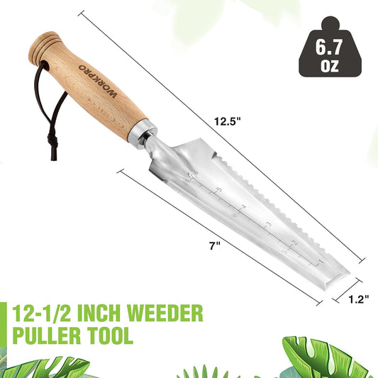 WORKPRO Garden Trowel with Wood Handle, Stainless Steel Narrow Hand Shovel
