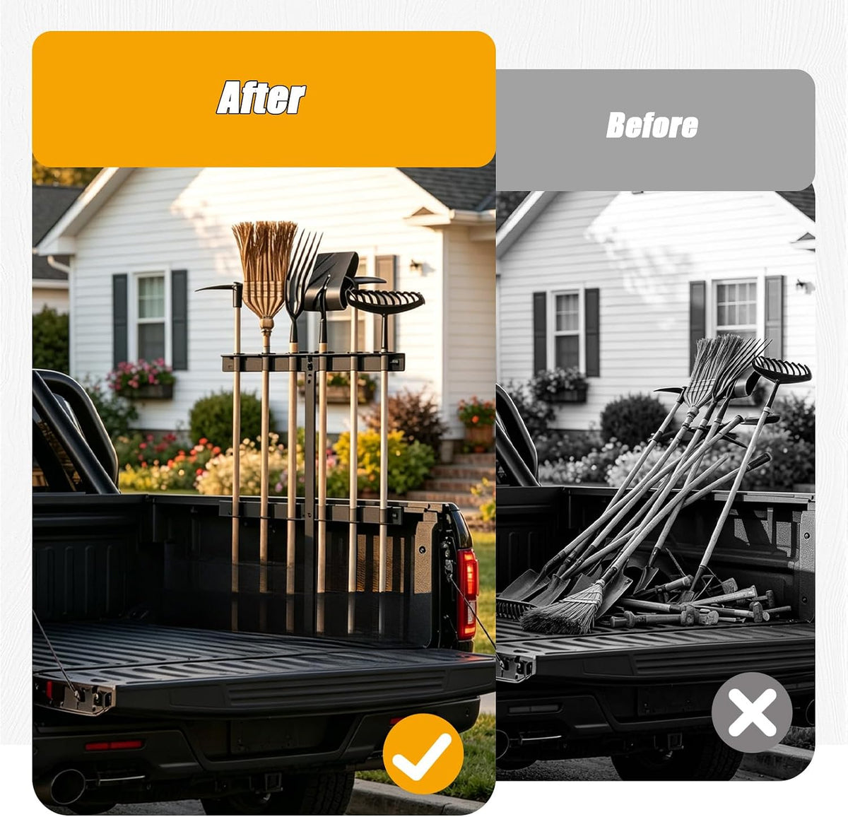6 Holes Trailer Tool Rack for Truck, Landscape Hand Rack Tool