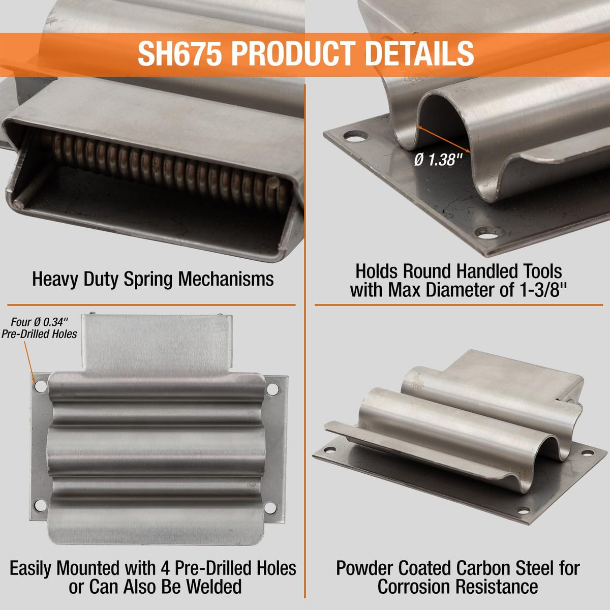 Buyers Products SH675SS Hand Tool Rack Holder, Heavy-Duty Steel Mount
