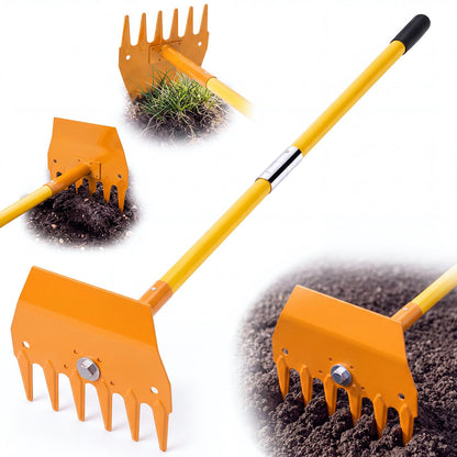 Rake Hoe Steel with 48 Inch Fiberglass Handle Fire Rake Hoe for Multi-use Landscaping and Forestry, Raking, Scraping, Grubbing and Tamping