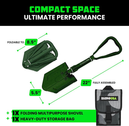 Rhino USA Folding Survival Shovel with Pick - Military Entrenching Tool
