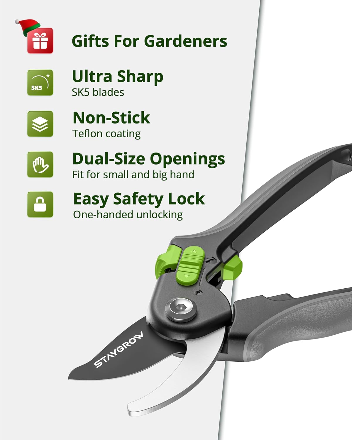 8.5" Pruning Shears for Gardening SK5 Sharp Garden Shears