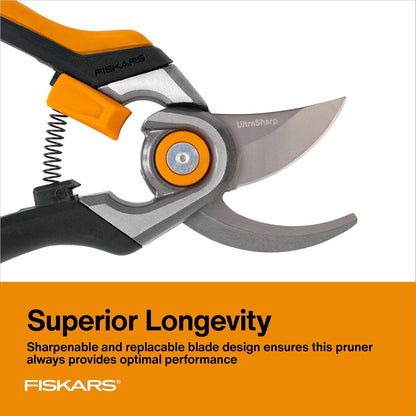 Fiskars Forged Steel Bypass Pruning Shears, 1" Cut Capacity Garden Clippers
