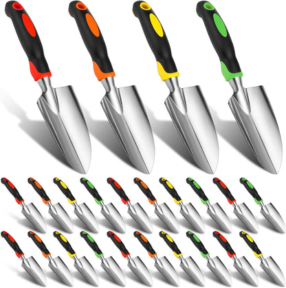 Yaocom 12 Pcs Garden Shovel Aluminum Alloy Heavy Duty Trowel Small Digging Shovels Metal Hand Trowel Spade with Soft Handle for Garden Lawn Yard Planting Tool (Wide Shovel,Yellow,Green,Orange,Red)