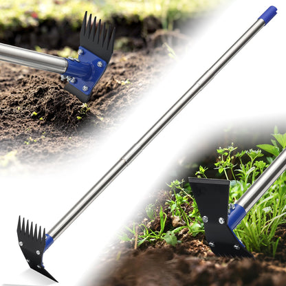 Garden Hoe - Weed Hoe Rake and Cultivator Garden Tool for Weeds Long Handle - Heavy Duty Scuffle Field Grub Dutch Digging Weeding Hand Held Hoes for Gardening (Blaze Orange)