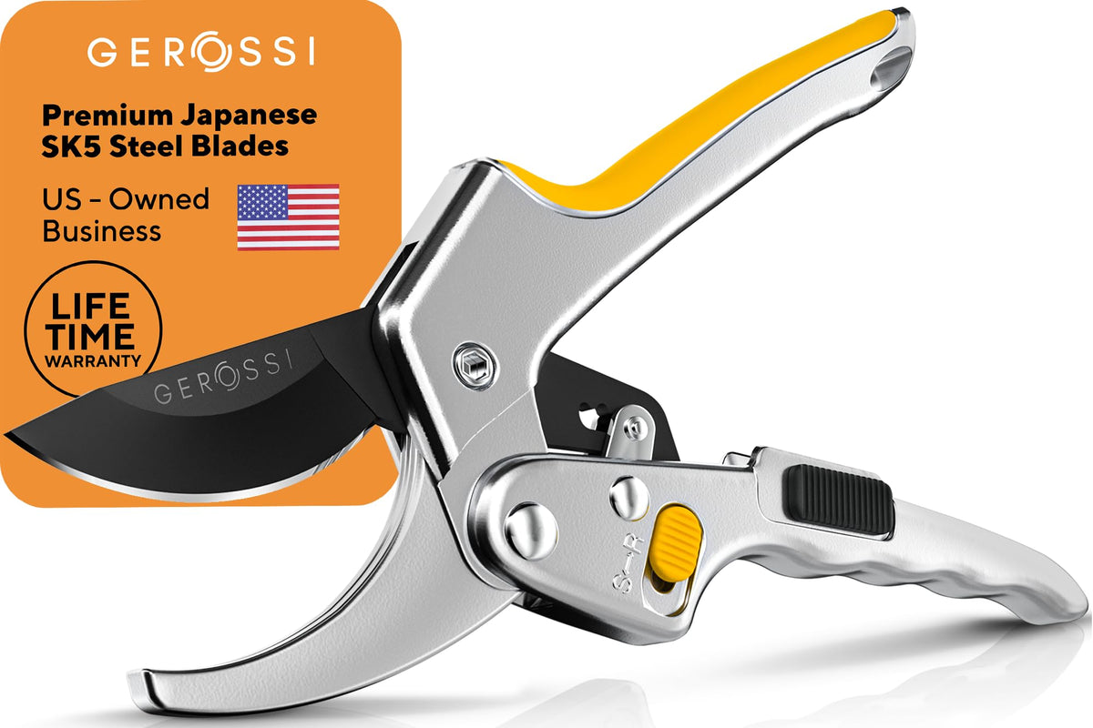 Gerossi Ratchet Pruning Shears Heavy Duty, Hand Pruners for Gardening