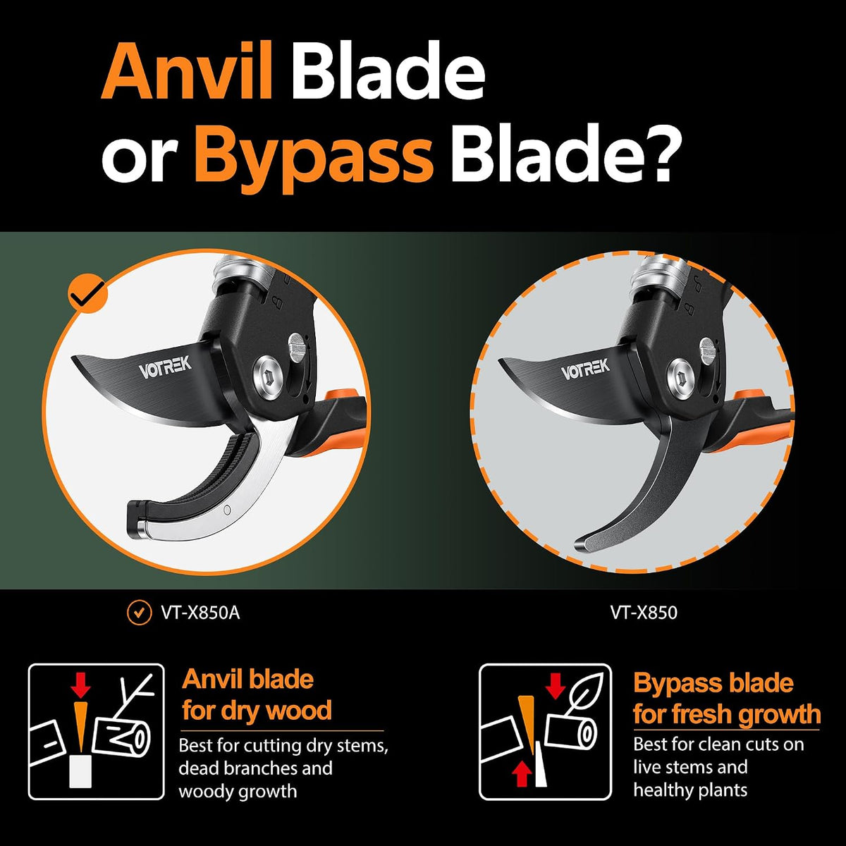 Anvil Pruning Shears, 3/4" Cut Capacity Garden Clippers Heavy Duty