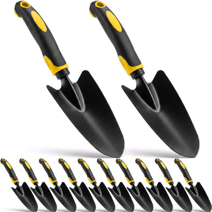 Yaocom 12 Pcs Garden Shovel Aluminum Alloy Heavy Duty Trowel Small Digging Shovels Metal Hand Trowel Spade with Soft Handle for Garden Lawn Yard Planting Tool (Wide Shovel,Yellow,Green,Orange,Red)
