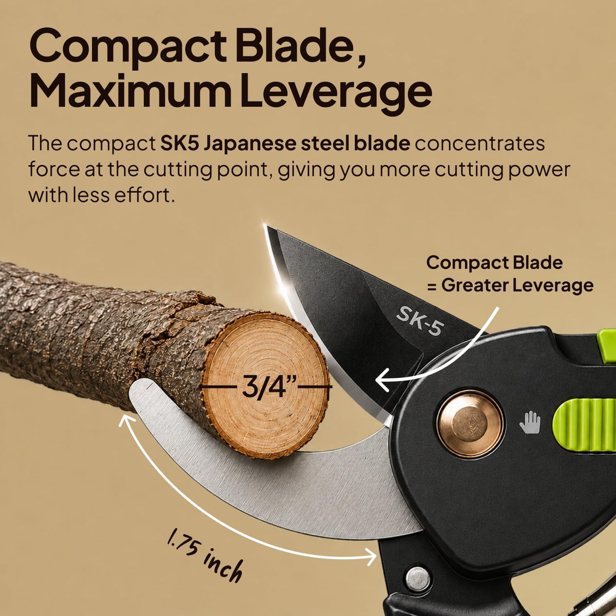 8.5" Professional Pruning Shears, Garden Clippers - Cuts 3X Easier Sharp Japanese Blade, Arthritis Friendly Garden Scissors for Seniors, Bonsai Cutters