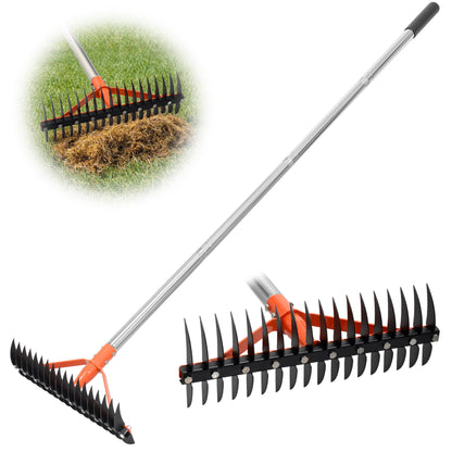 62 Inch Garden Rake with 17 Tempered Spring Steel Tines