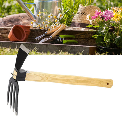 Garden Hoe, Hand Rake Tool with Ergonomic Handle for Weeding Harvesting,