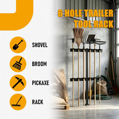 6 Holes Trailer Tool Rack for Truck, Landscape Hand Rack Tool
