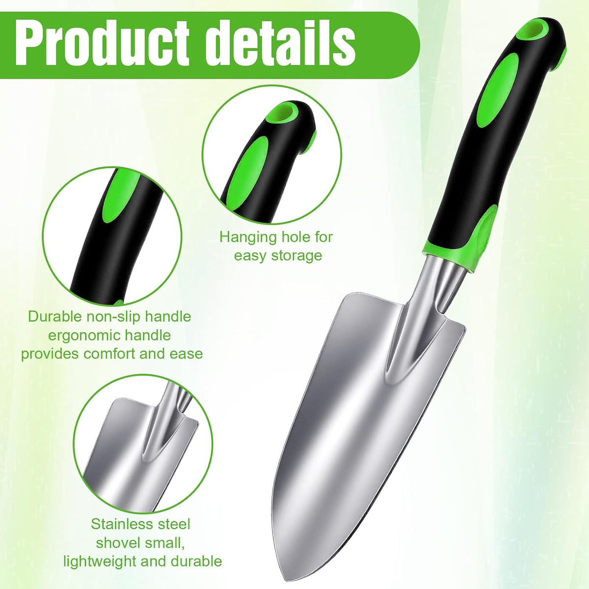 10 Pcs Garden Shovels Bulk, Hand Shovels Heavy Duty Trowel Garden Tool, Small Metal Hand Shovel Bulk Spade Shovel Gardens with Soft TPR Handle for Lawn Yard Farm