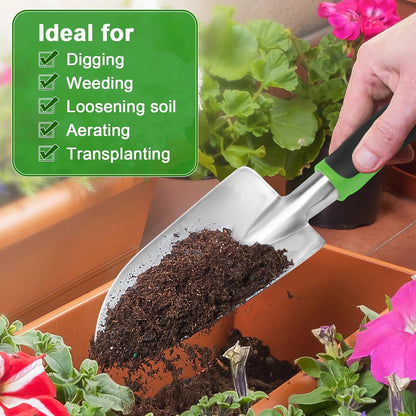 Garden Shovel Hand Trowel, Heavy Duty Hand Shovel with Ergonomic Handle,Garden Shovels for Digging, Rust Resistant Garden Spade Garden Tools for Garden Work, Green