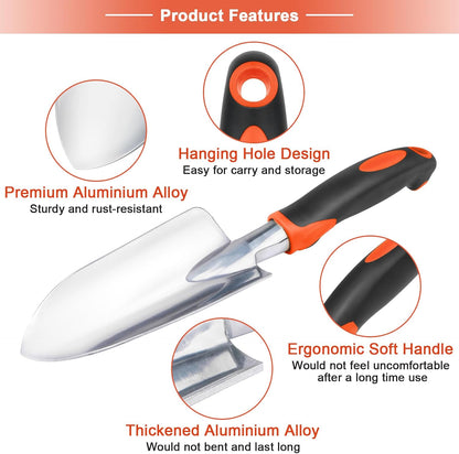 Garden Shovel Garden Hand Trowel, Heavy Duty Hand Shovel with Ergonomic Handle, Small Gardening Tools for Digging, Rust Resistant Gardening Spade Trowel Tools, Orange