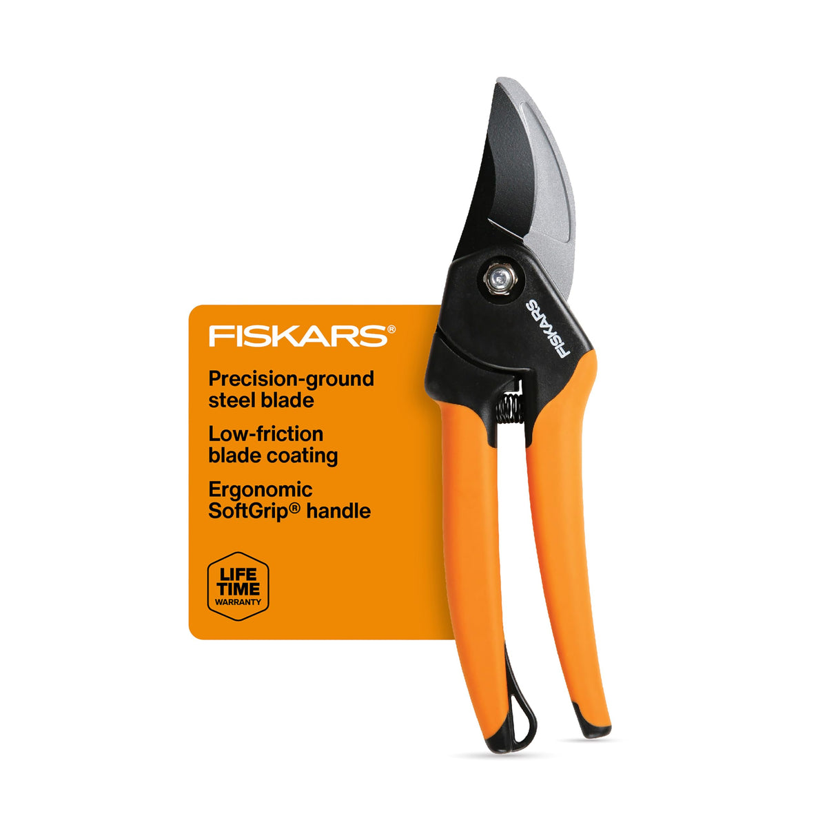 Fiskars Forged Steel Bypass Pruning Shears, 1" Cut Capacity Garden Clippers