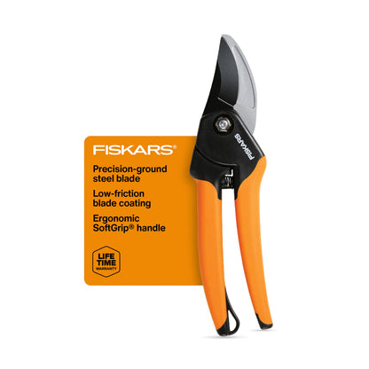 Fiskars SoftGrip Bypass Pruning Shears, 5/8” Cut Capacity Garden Clippers