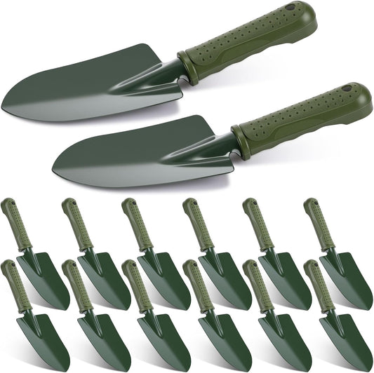 Yaocom 12 Pcs Garden Shovel Trowel Gardening Hand Tools Small Hand Shovels for Digging Metal Trowel Spade with Plastic Handle Anti Slippery for Lawn Yard Home Farm Planting