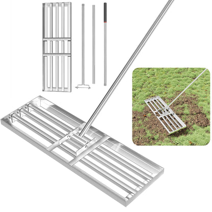 Rake for Leaves Heavy Duty 72 Inch Long Expandable Leaf Rake, 18 Inch Wide Garden Rakes with 25 Reinforced Tines and Stainless Steel Handle for Lawn, Yard, Leaf Cleanup