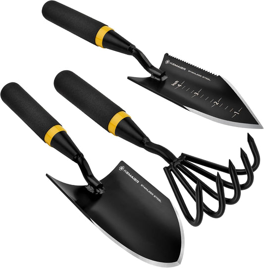 Kemaier 3-Piece Garden Tool Set, Heavy-Duty Stainless Steel Premium Tools