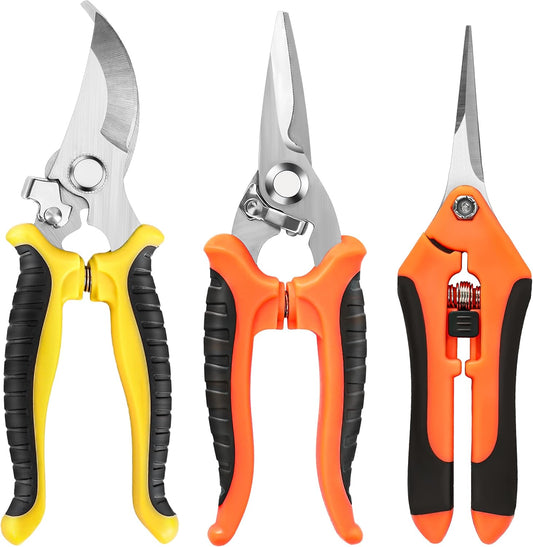 EWPJDK 3 Pack Garden Pruning Shears Scissors Clippers Stainless Steel