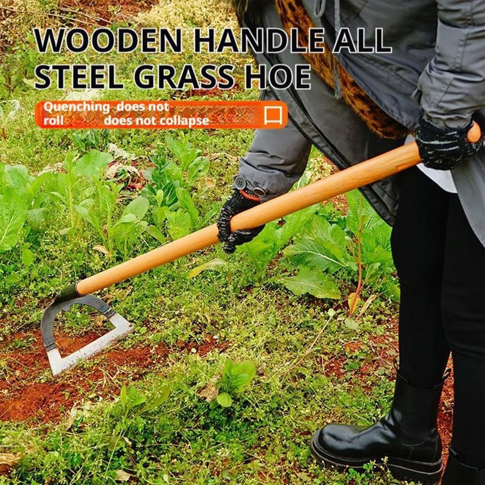 Hollow Garden Hoe - Heavy Duty Triangle Weed Hoes for Gardening, Handheld Weeding Rake Sharp Blade Hand Weeding Tool for Backyard Farming Soil Loosening Tilling and Planting, Tight Spaces (26cm)