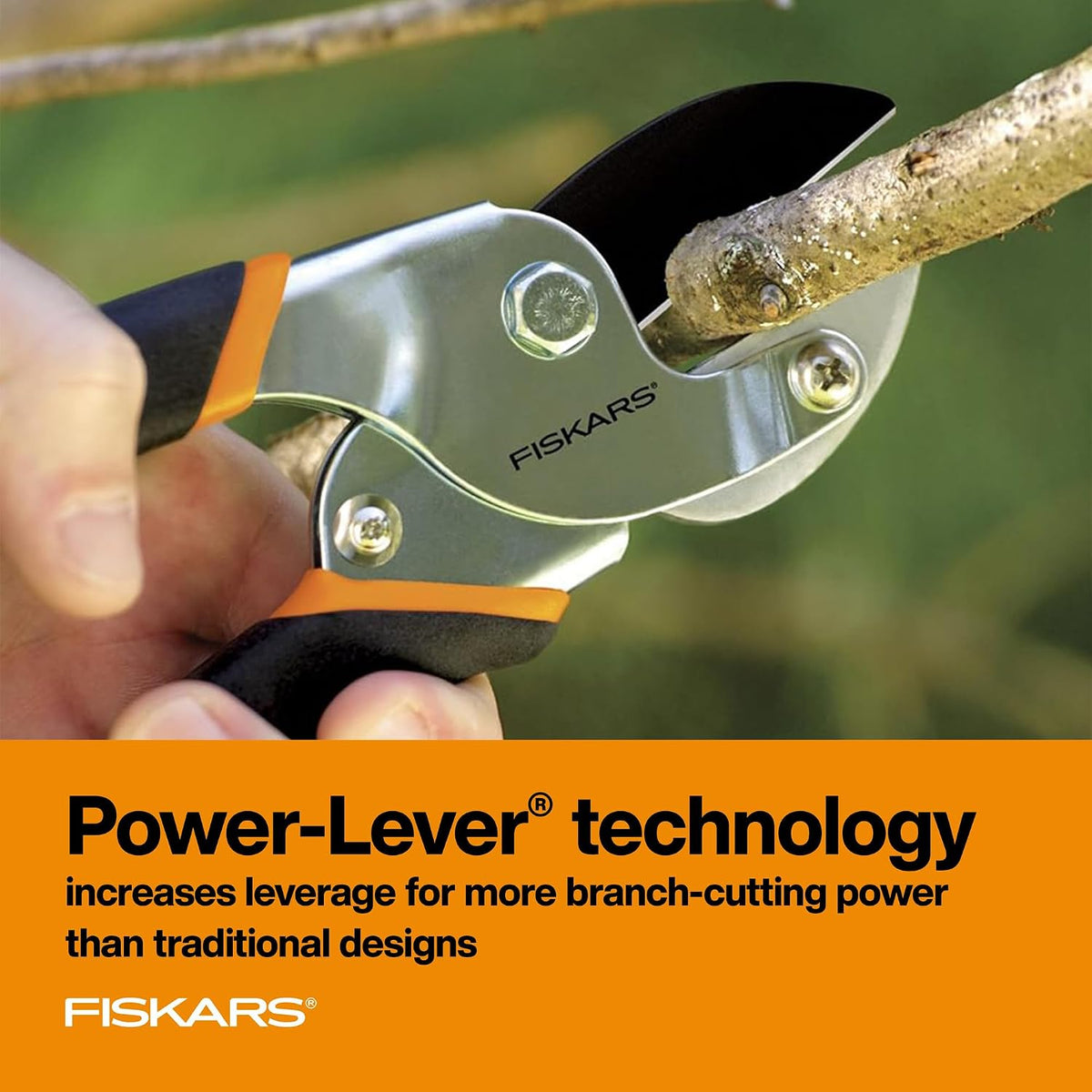 Fiskars Power-Lever Anvil Pruning Shears, 5/8" Cut Capacity Garden Clippers