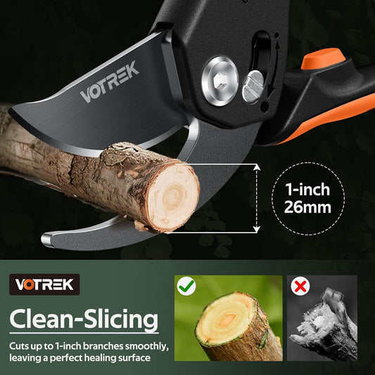 Pruning Shears, Patented Stepless Handle Opening for All Hand Size