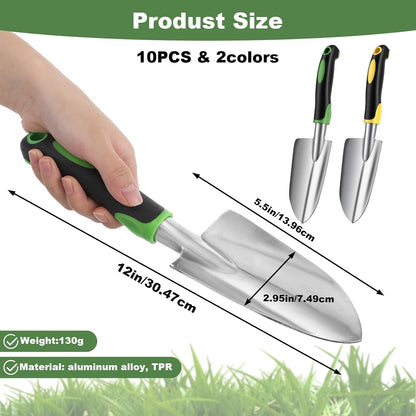 PercyEffie10 Pcs Garden Trowel Bulk, Heavy Duty Shovels Garden Tool, Small Shovel for Digging Metal Hand Trowel Spade with Soft TPR Handle for Flower Soil Planting Digging Transplanting