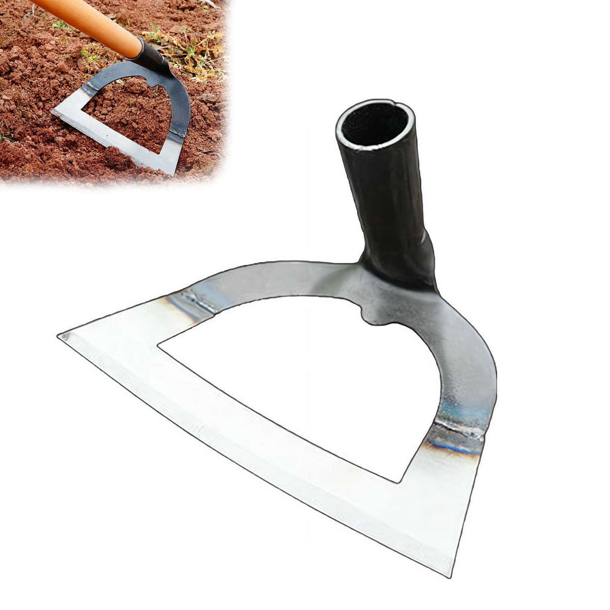 Hollow Garden Hoe - Heavy Duty Triangle Weed Hoes for Gardening, Handheld Weeding Rake Sharp Blade Hand Weeding Tool for Backyard Farming Soil Loosening Tilling and Planting, Tight Spaces (26cm)
