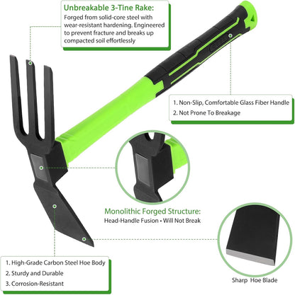 2pcs Garden Hoe Comfortable Handle Gardening Tools 2 in 1 Garden Tool Hoe for Outdoor Weeding Work