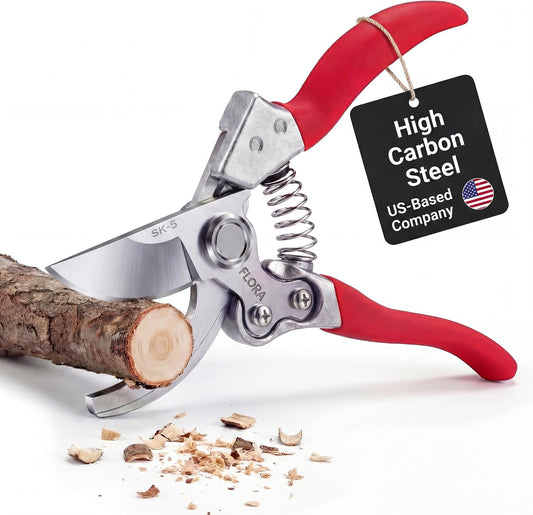 Flora Bypass Pruning Shears, SK5 Steel Safety Lock, Cuts Up to 1" Stems