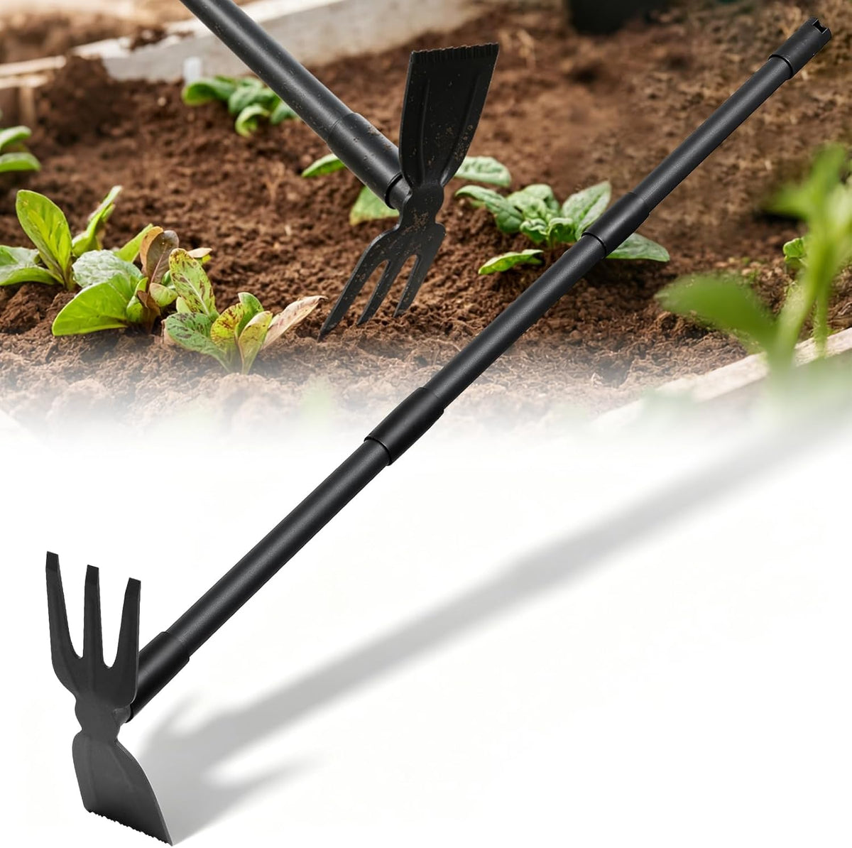 Pragmatist Weed Puller Tool with Long Handle, 2-in-1 Hand Weed Rake and Garden Hoe, 45.5" Manual Weeder Weeding Pull Tool for Lawn, Yard, Patio and Garden