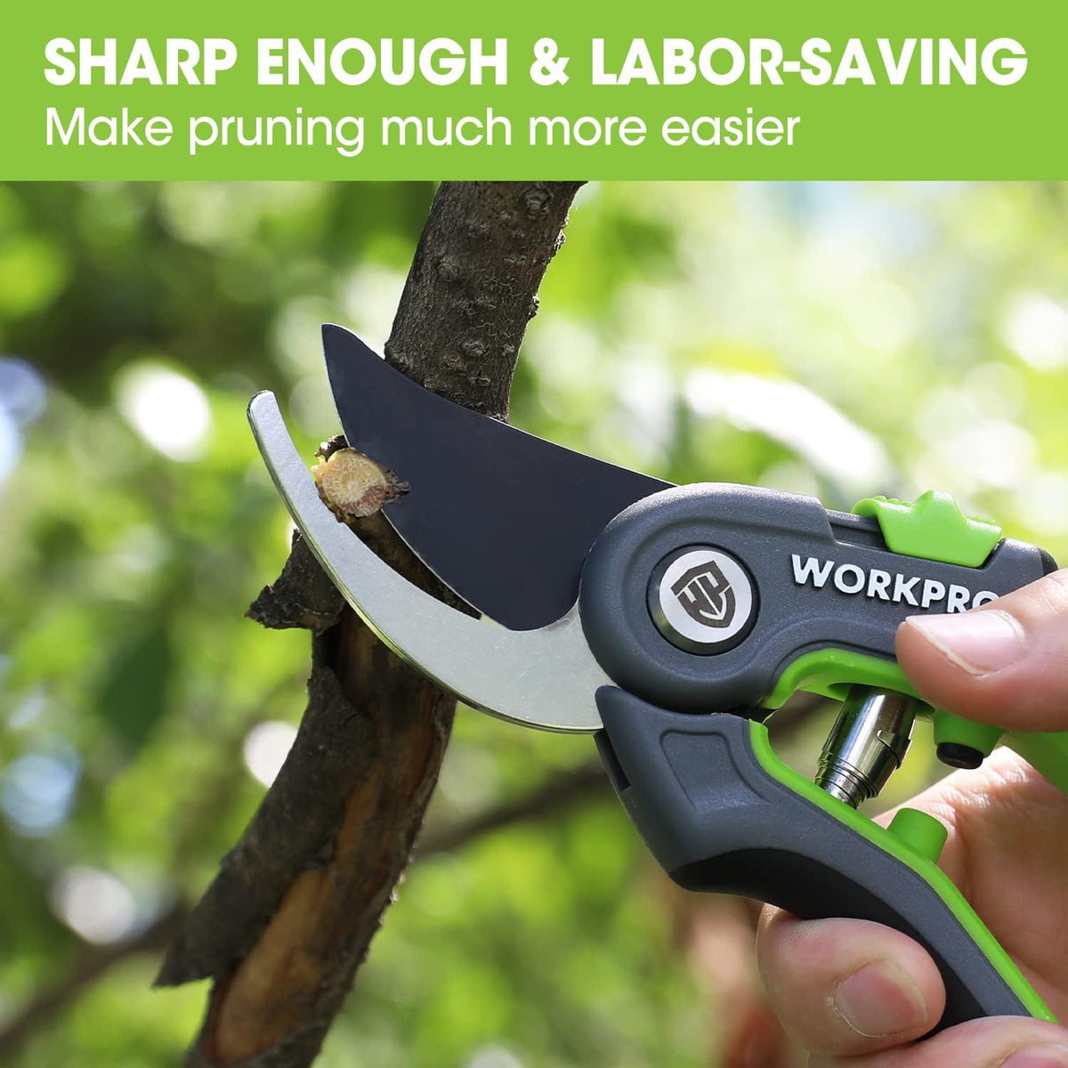 WORKPRO Pruning Shears, Garden Clippers with SK5 Steel Blades, 8" Bypass