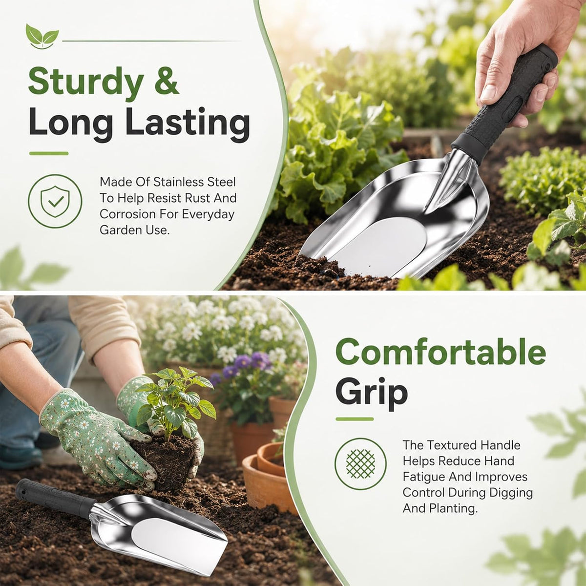 Fibrace Small Shovels for Gardening Transplanter Trowel Soil Scoop