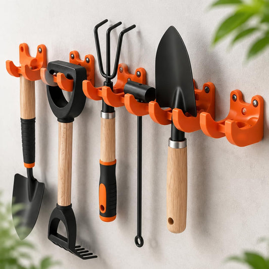 1Pcs Garden Tool Hanging Rack, Wall-Mounted Organizer, 35mm Diameter Fits Brooms Shovels Rakes Hoes, Durable Plastic Tool Holder with Mounting Screws